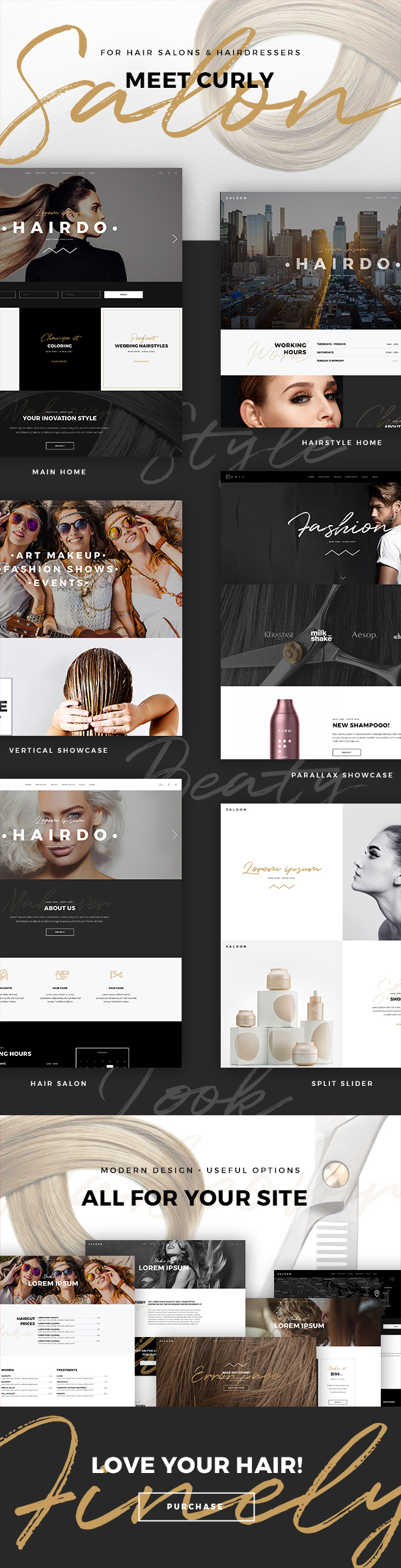 WordPress theme Curly - A Stylish Theme for Hairdressers and Hair Salons (Health & Beauty)
